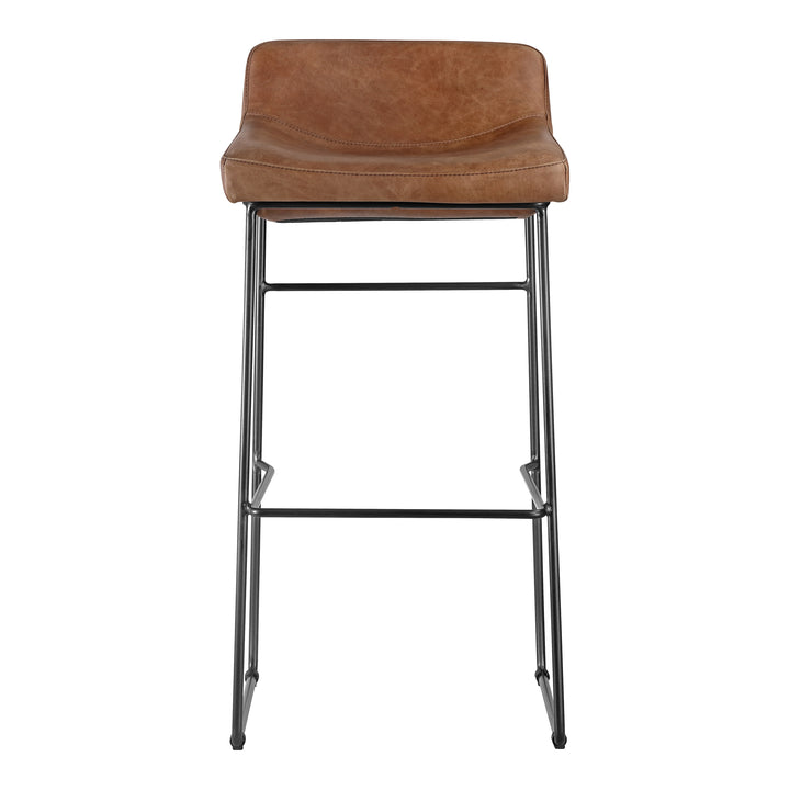 American Home Furniture | Moe's Home Collection - Starlet Barstool Open Road Brown Leather-Set Of Two