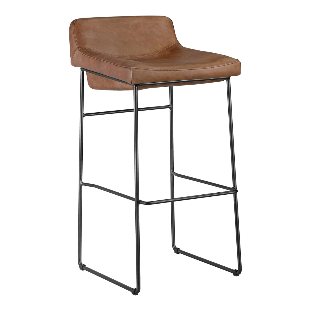 American Home Furniture | Moe's Home Collection - Starlet Barstool Open Road Brown Leather-Set Of Two