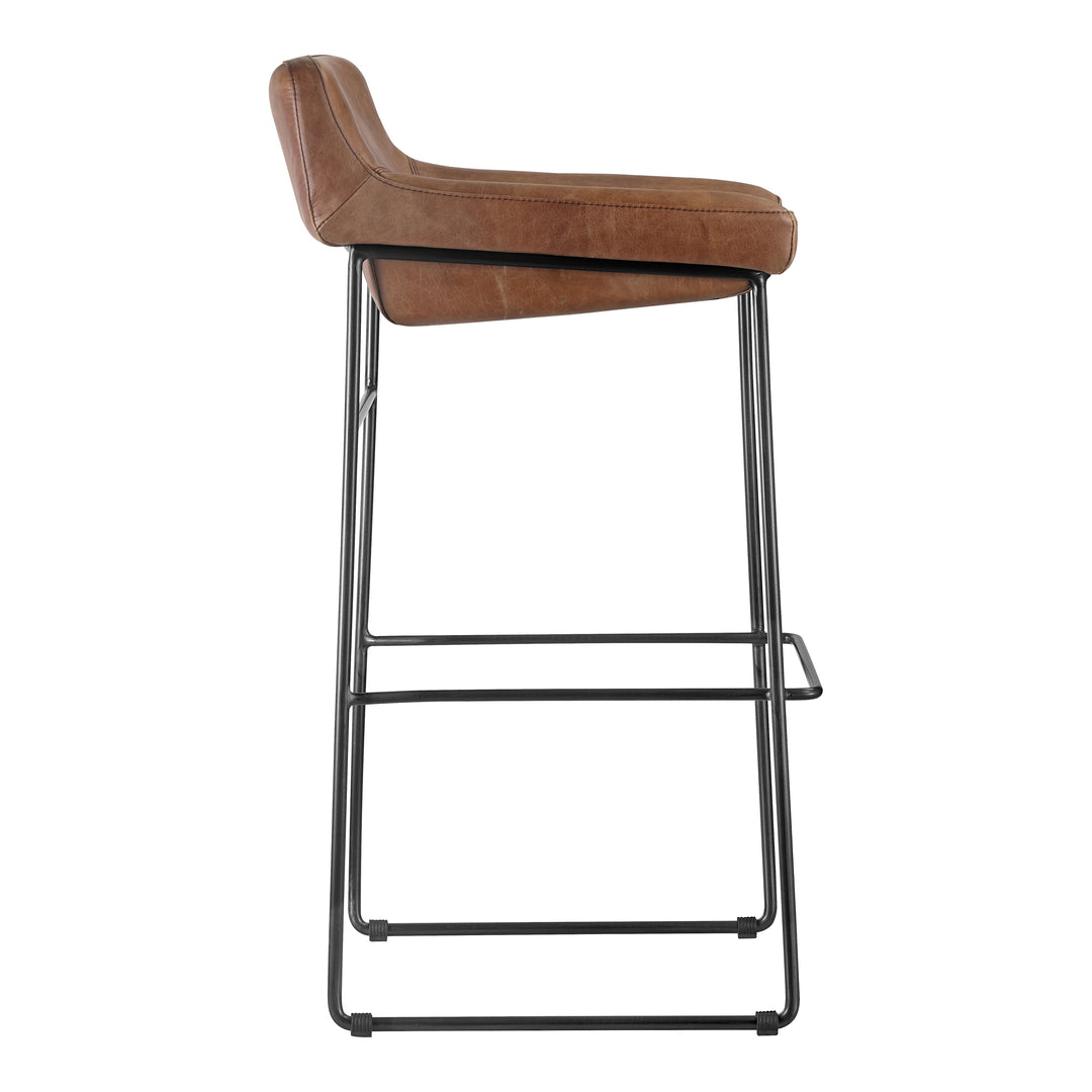 American Home Furniture | Moe's Home Collection - Starlet Barstool Open Road Brown Leather-Set Of Two