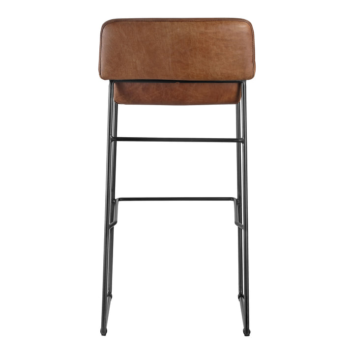 American Home Furniture | Moe's Home Collection - Starlet Barstool Open Road Brown Leather-Set Of Two