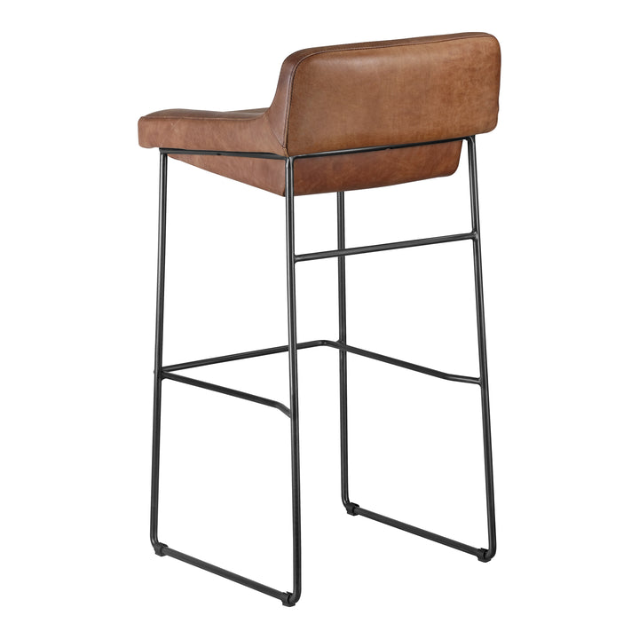 American Home Furniture | Moe's Home Collection - Starlet Barstool Open Road Brown Leather-Set Of Two