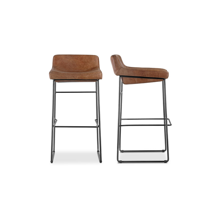 American Home Furniture | Moe's Home Collection - Starlet Barstool Open Road Brown Leather-Set Of Two