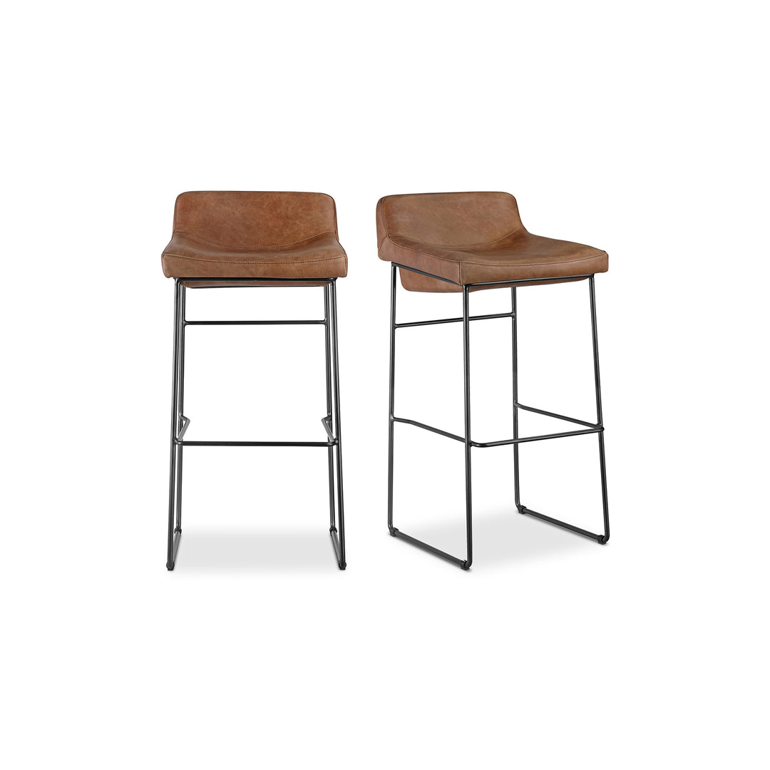 American Home Furniture | Moe's Home Collection - Starlet Barstool Open Road Brown Leather-Set Of Two