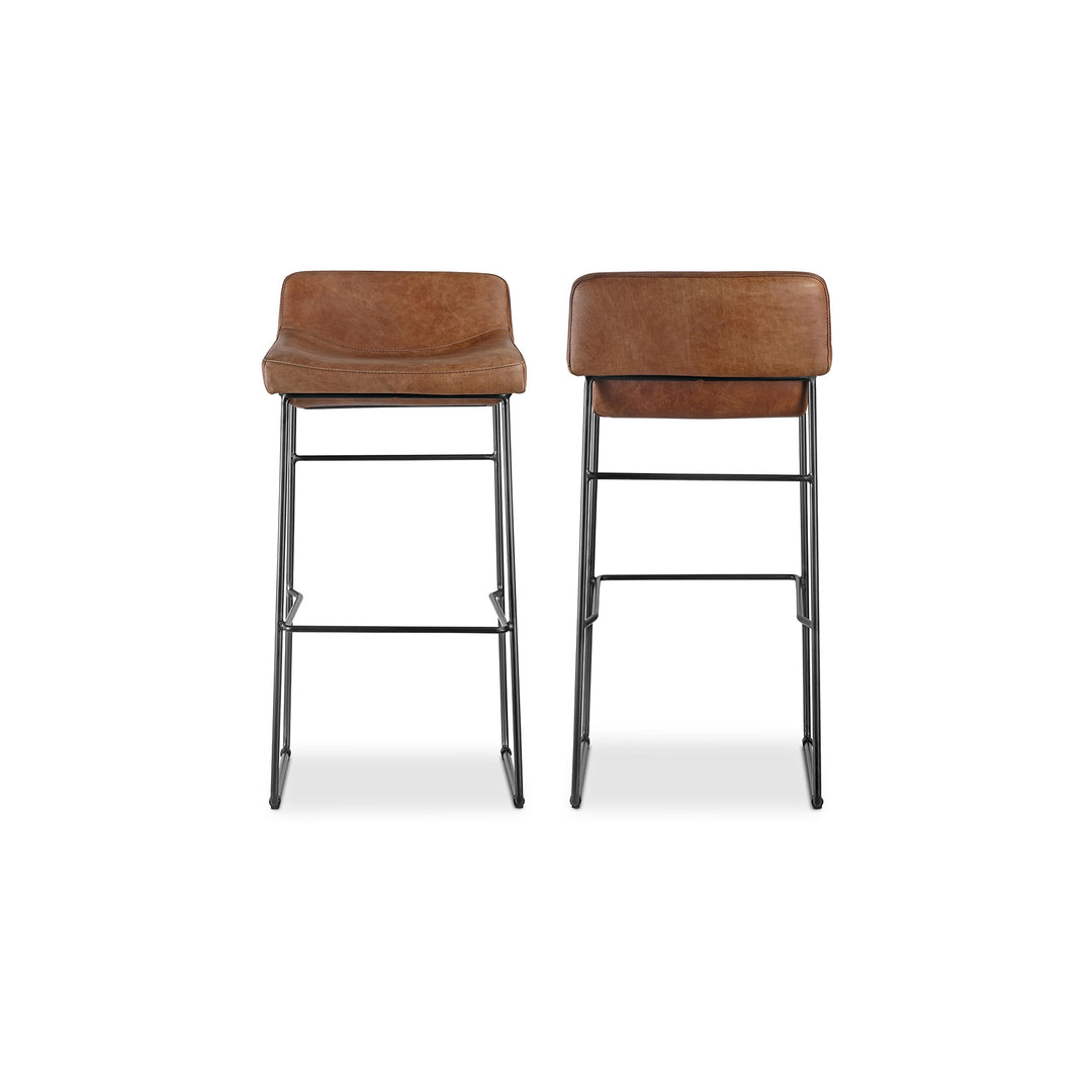 American Home Furniture | Moe's Home Collection - Starlet Barstool Open Road Brown Leather-Set Of Two