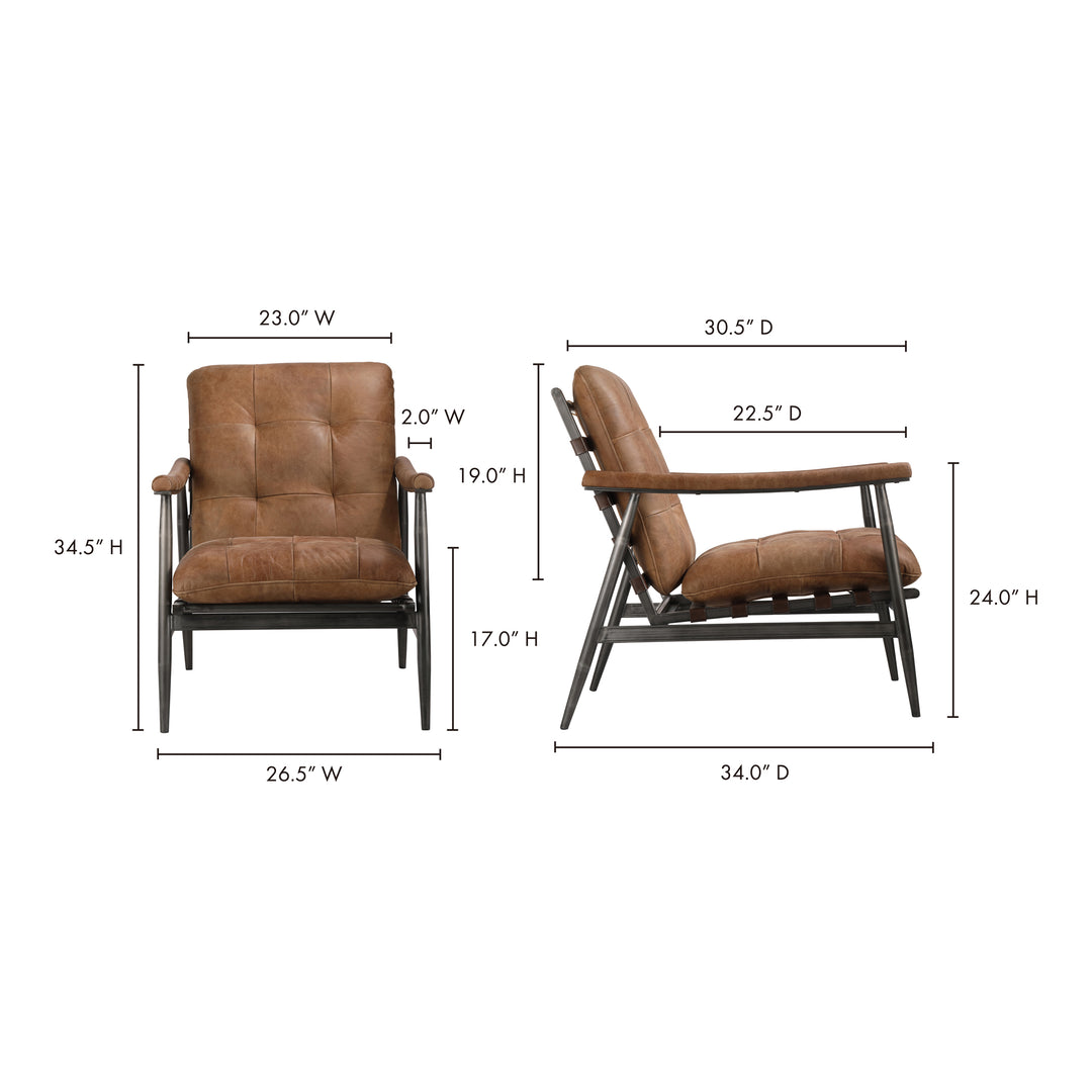 American Home Furniture | Moe's Home Collection - Shubert Accent Chair Open Road Brown Leather