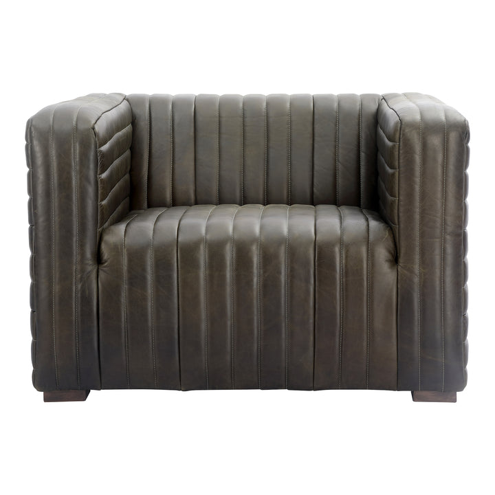American Home Furniture | Moe's Home Collection - Castle Chair Charred Olive Leather