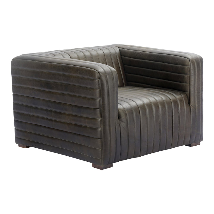 American Home Furniture | Moe's Home Collection - Castle Chair Charred Olive Leather