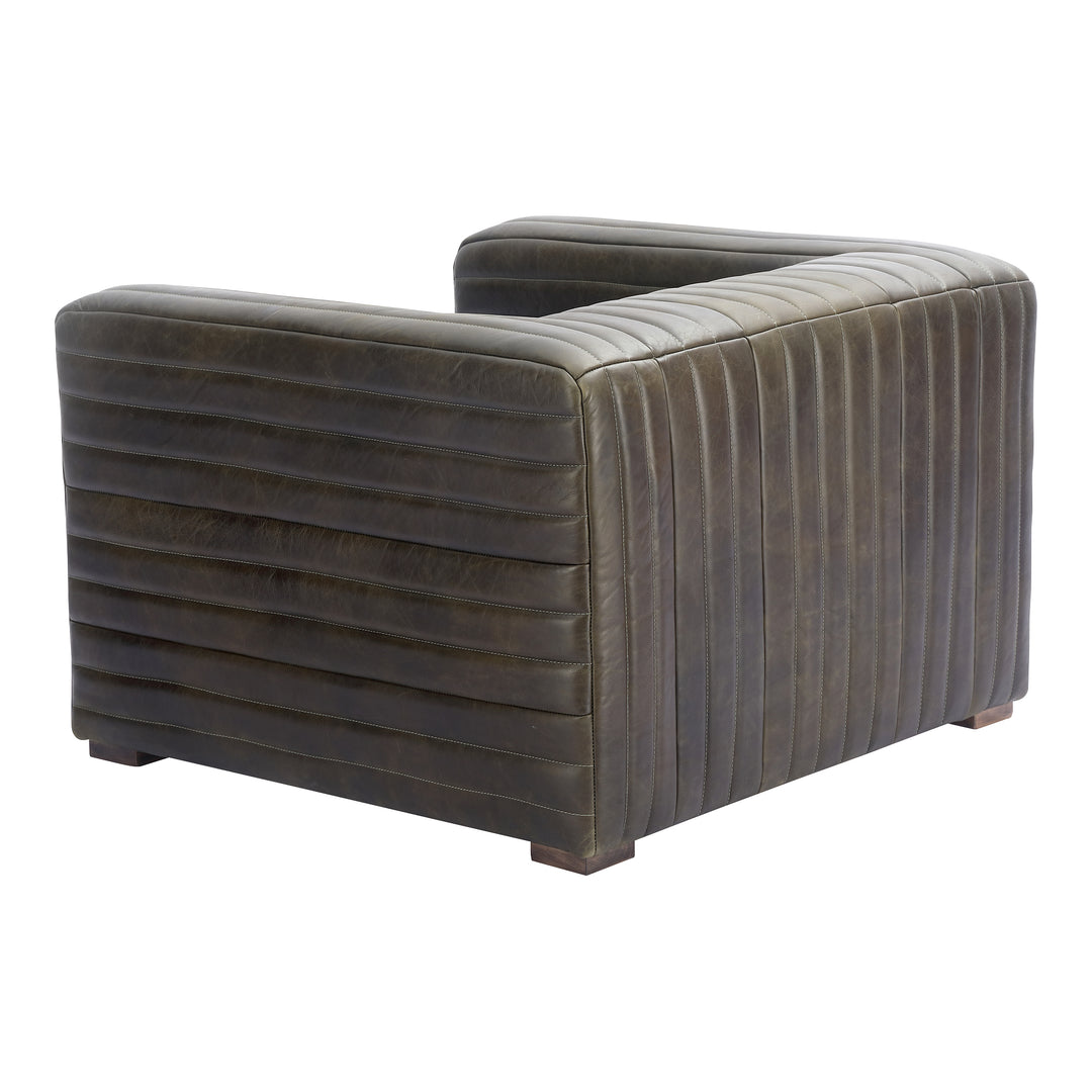 American Home Furniture | Moe's Home Collection - Castle Chair Charred Olive Leather