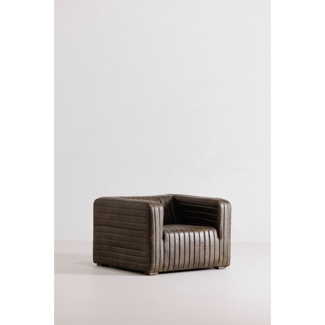 American Home Furniture | Moe's Home Collection - Castle Chair Charred Olive Leather