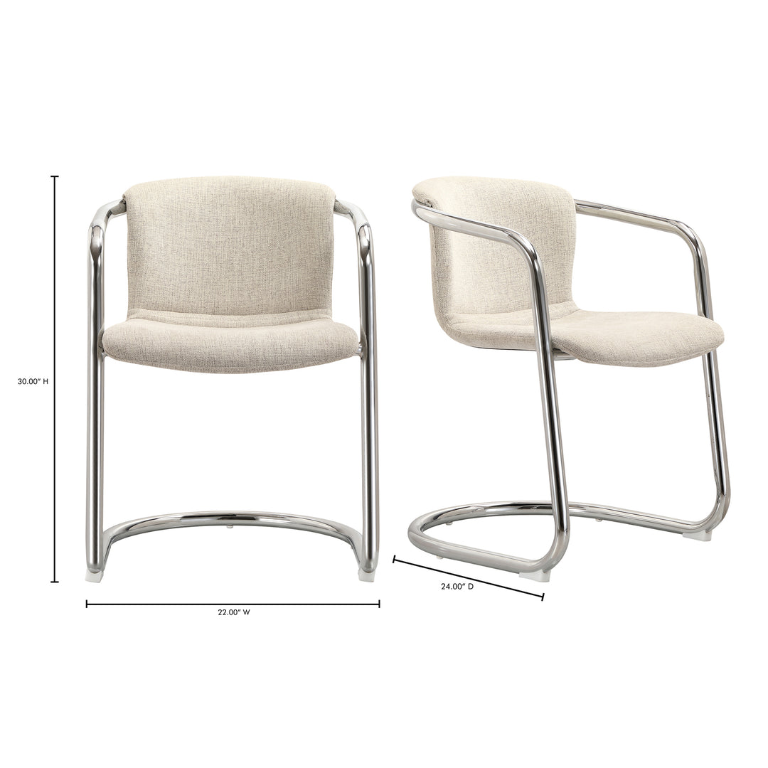 American Home Furniture | Moe's Home Collection - Freeman Chrome Frame Dining Chair Blended Cream-Set Of Two