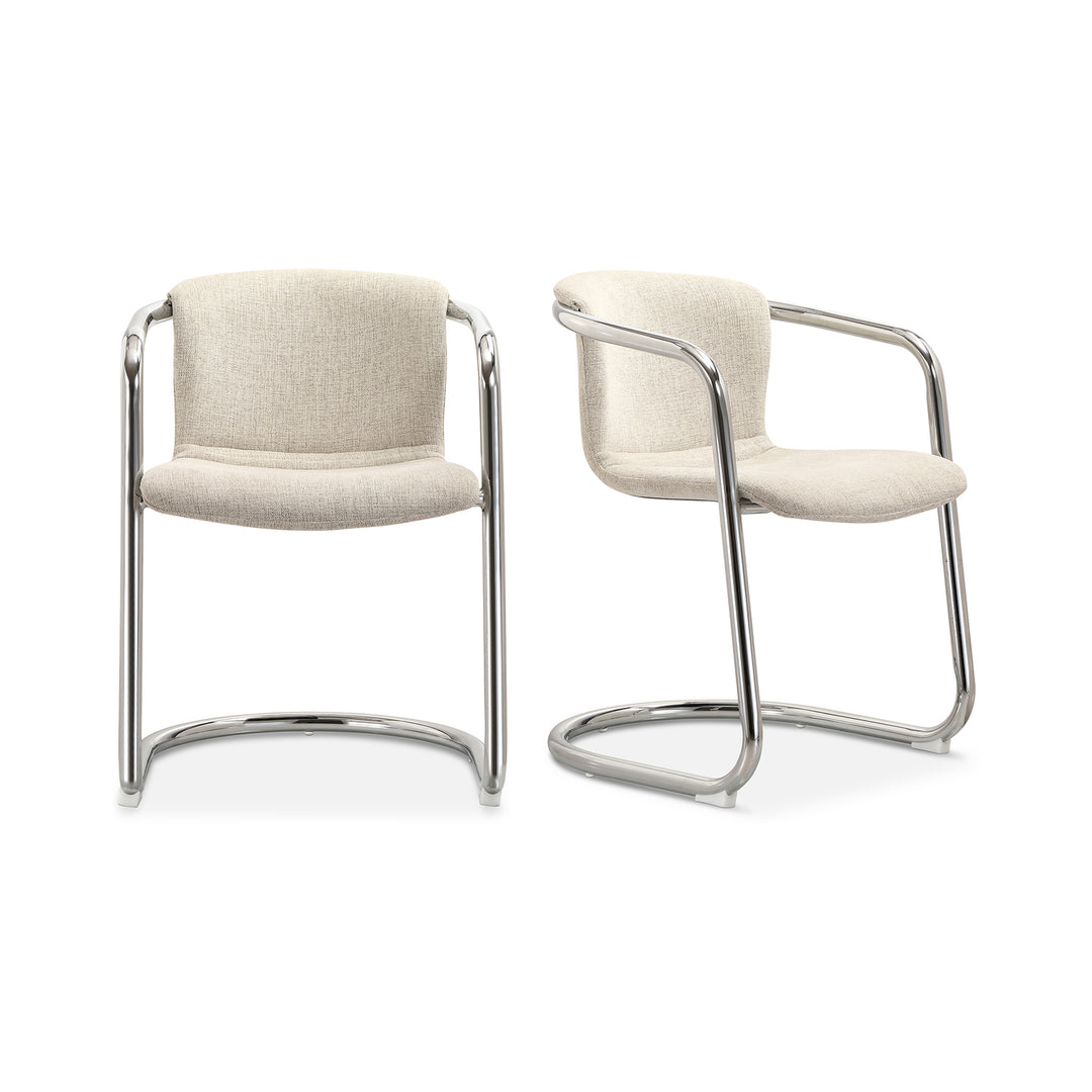 American Home Furniture | Moe's Home Collection - Freeman Chrome Frame Dining Chair Blended Cream-Set Of Two