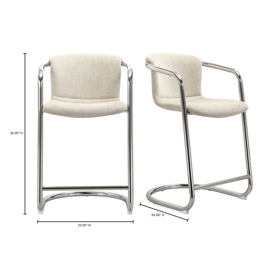 American Home Furniture | Moe's Home Collection - Freeman Chrome Frame Counter Stool Blended Cream-Set Of Two