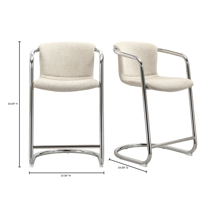 American Home Furniture | Moe's Home Collection - Freeman Chrome Frame Counter Stool Blended Cream-Set Of Two