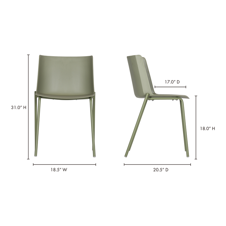 American Home Furniture | Moe's Home Collection - Silla Outdoor Dining Chair Sage Green-Set Of Two