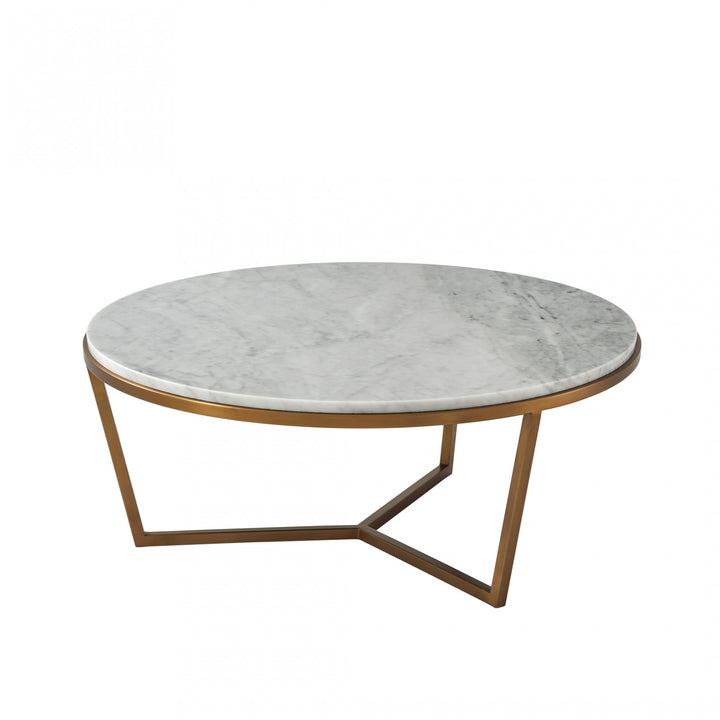 Small Fisher Round Cocktail Table (Marble) - Theodore Alexander - AmericanHomeFurniture