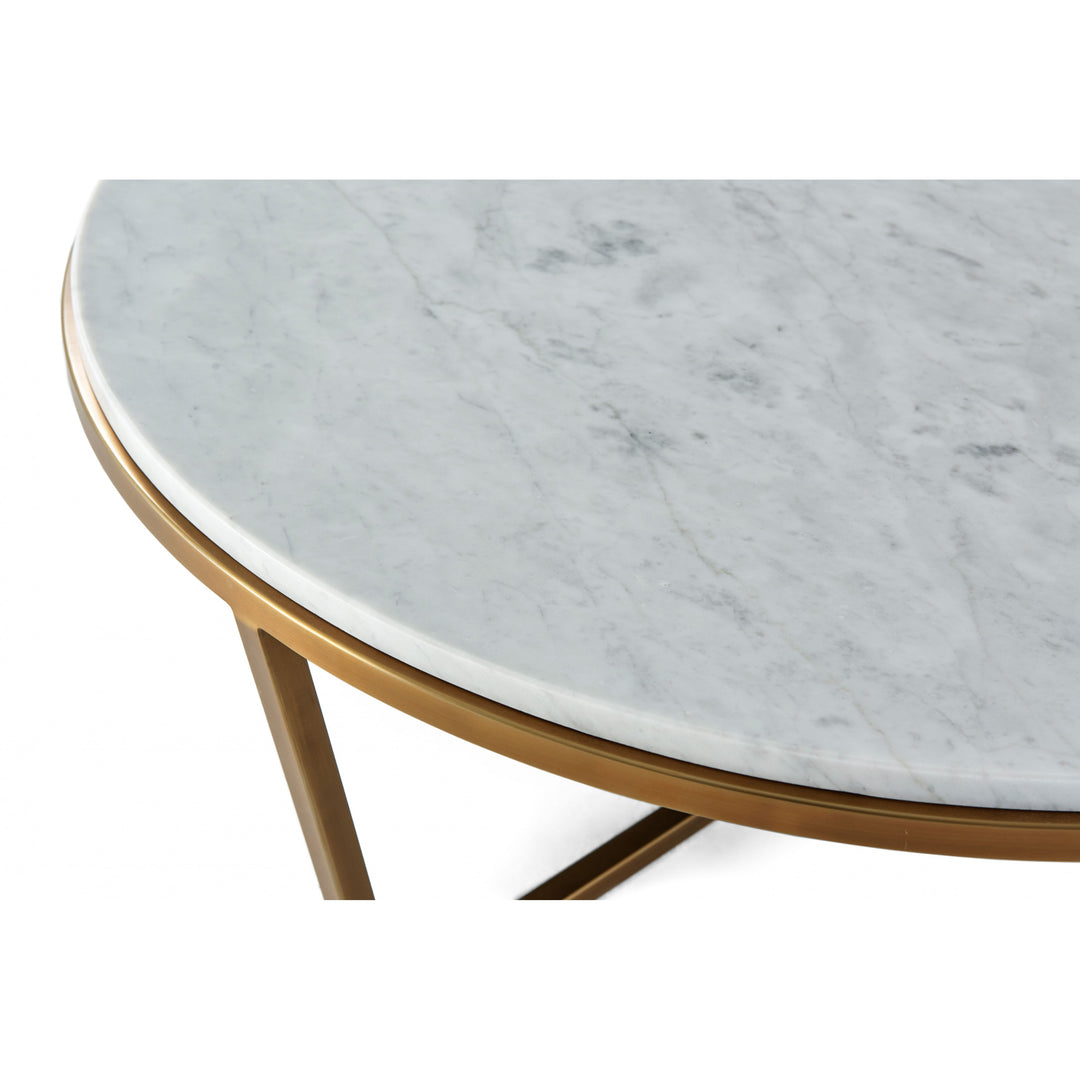 Small Fisher Round Cocktail Table (Marble) - Theodore Alexander - AmericanHomeFurniture