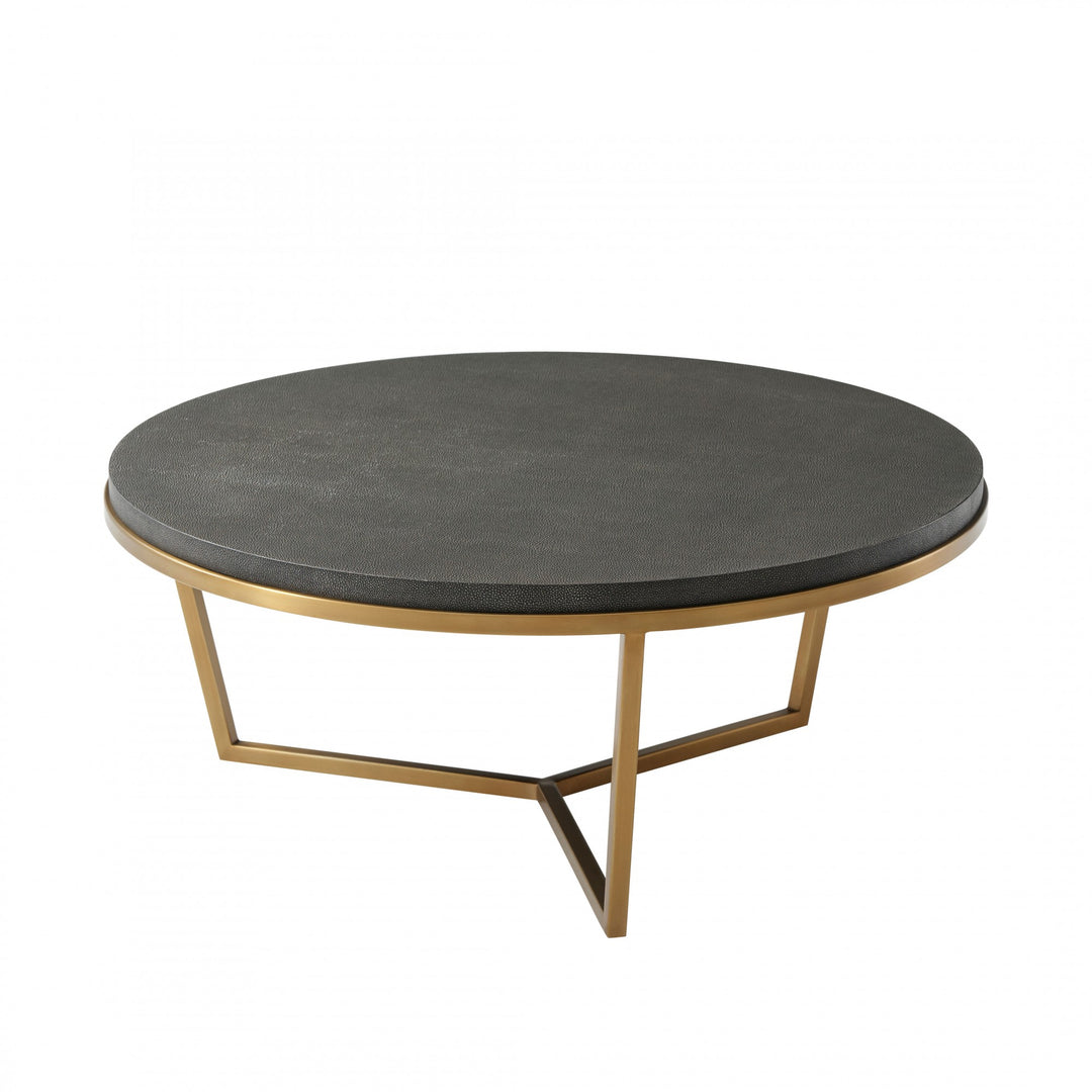 Small Fisher Round Cocktail Table (Shagreen) - Theodore Alexander - AmericanHomeFurniture