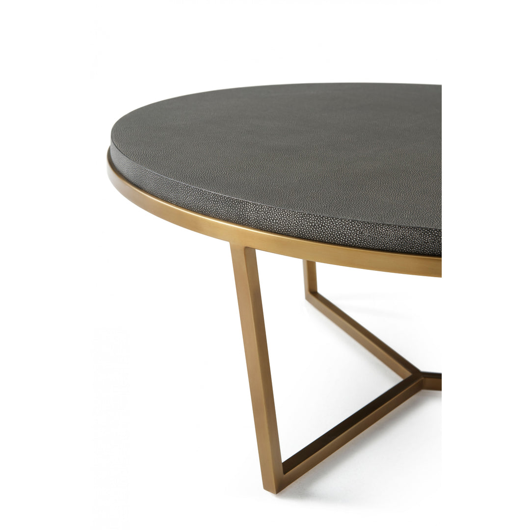 Small Fisher Round Cocktail Table (Shagreen) - Theodore Alexander - AmericanHomeFurniture
