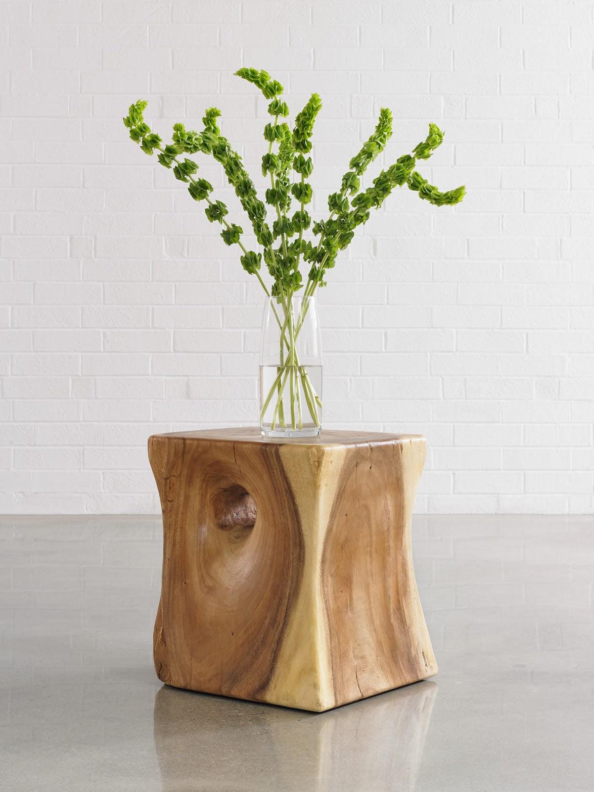 Phillips Collection Peek a Boo Side Table, Chamcha Wood, Natural ACCENT TABLES