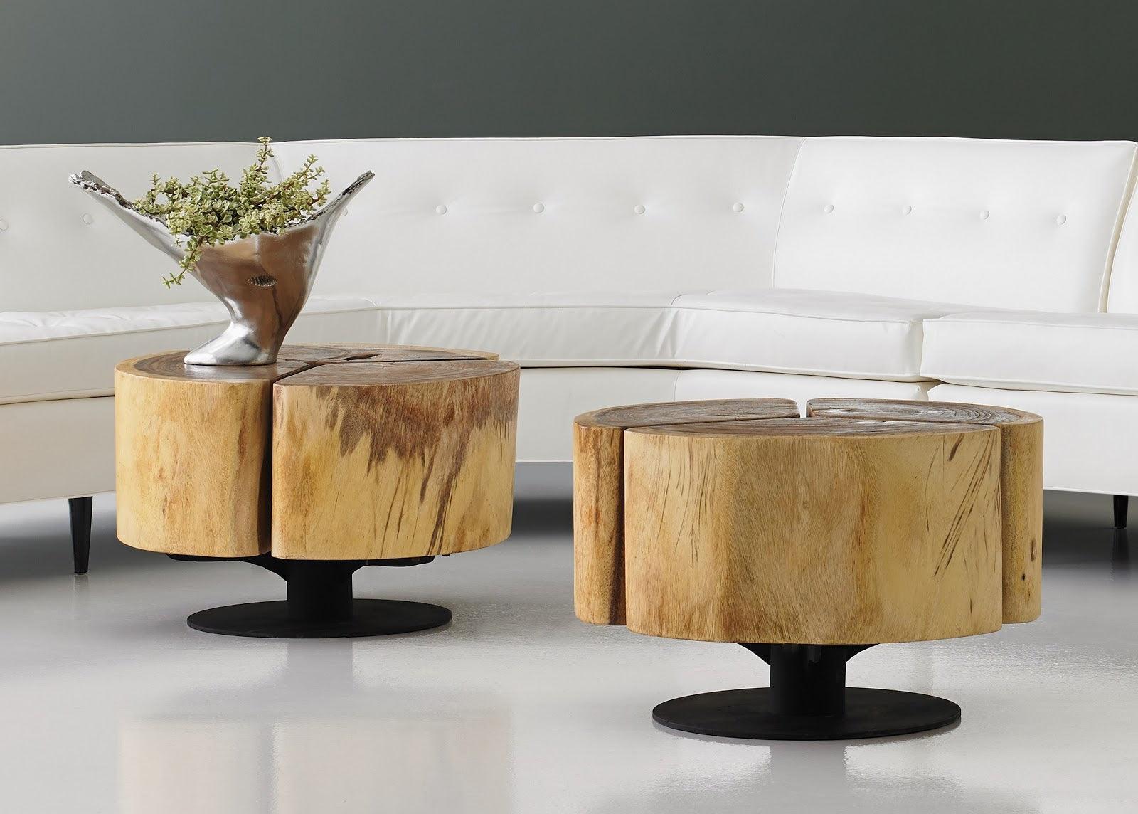 Phillips Collection Clover Coffee Table, Chamcha Wood, Natural Finish, Metal Base COFFEE TABLES
