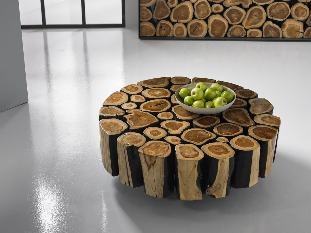 Boscage Coffee Table on Black Metal Legs, Round - Phillips Collection - AmericanHomeFurniture