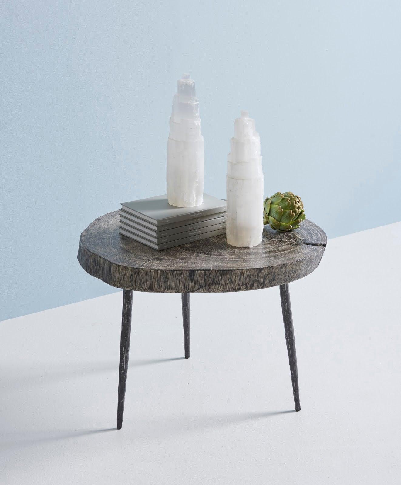 Phillips Collection Crosscut Coffee Table, Gray Stone, Forged Legs COFFEE TABLES