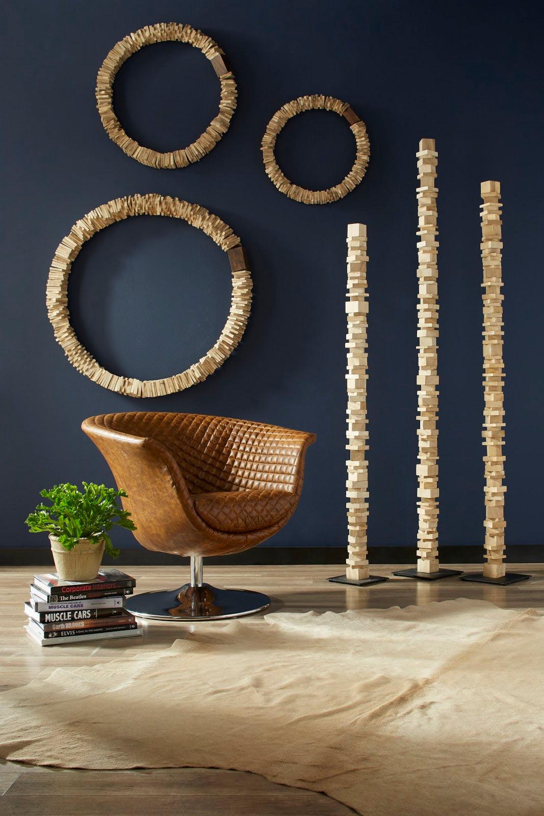 Phillips Collection Stacked Wood Floor Sculptures, Bleached, Set of 3 DECORATIVE OBJECTS