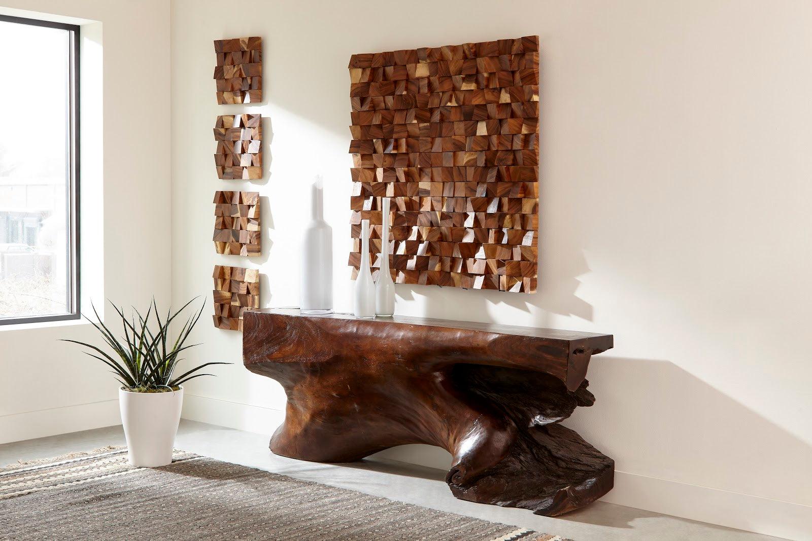 Phillips Collection Blocks Wall Art, Chamcha Wood, Natural, LG WALL ART