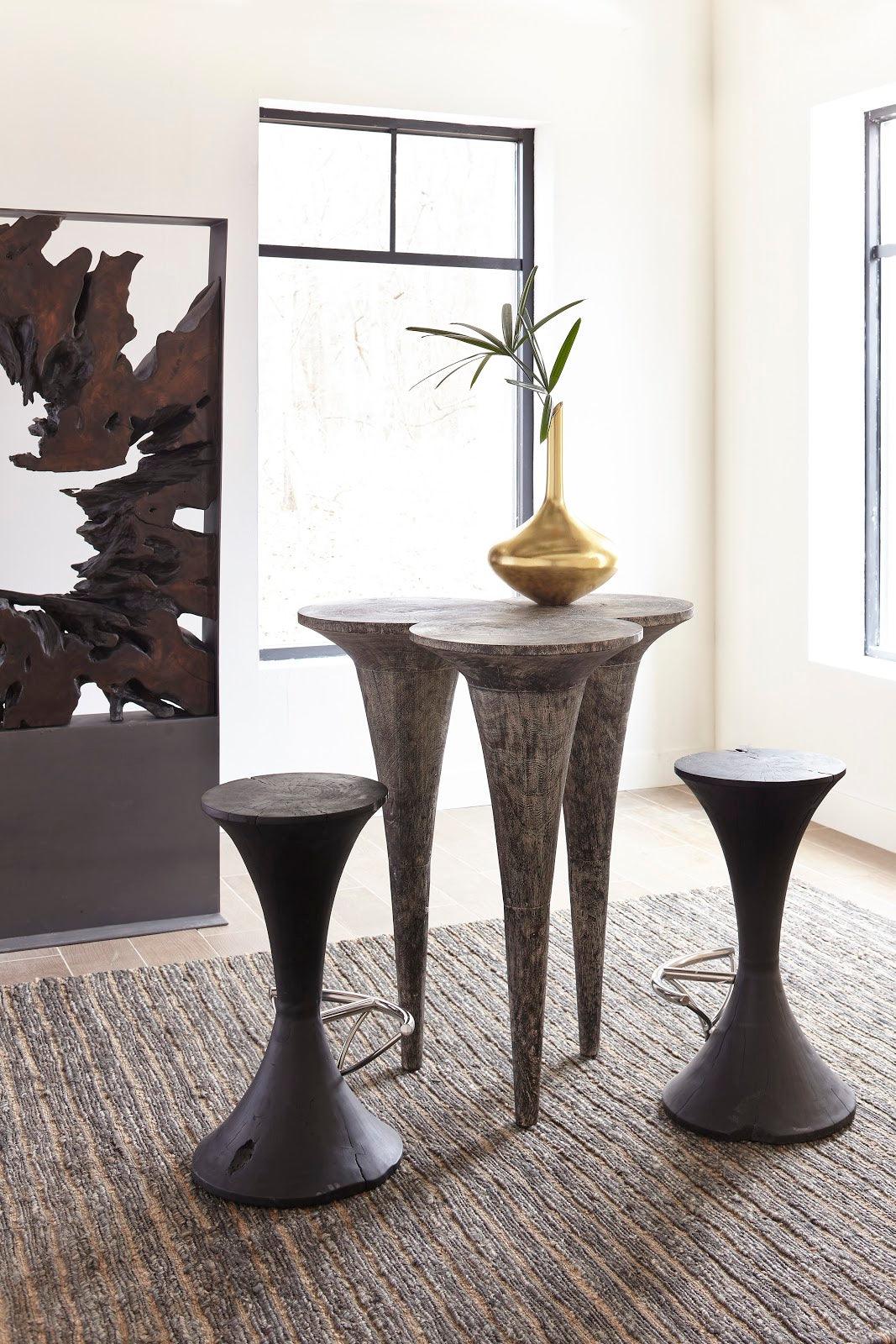 Phillips Collection Marley Bar Table, Chamcha Wood, Gray Stone Finish BAR + BAR CARTS
