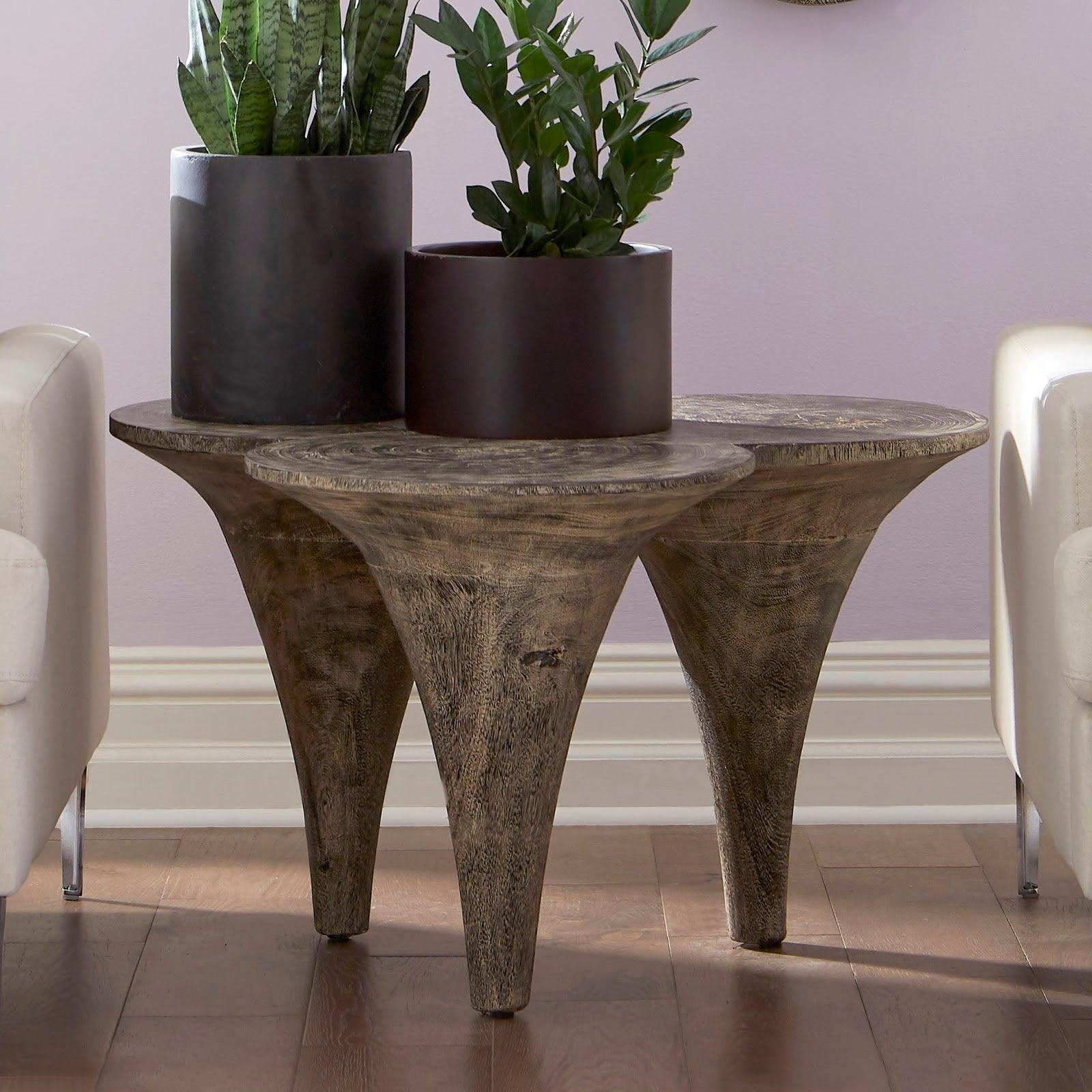 Phillips Collection Marley Coffee Table, Chamcha Wood, Gray Stone Finish COFFEE TABLES