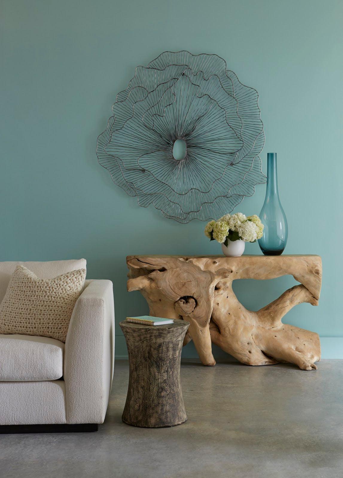 Phillips Collection Drum Stool, Mango Wood, Gray Stone OTTOMANS, POUFS, + STOOLS