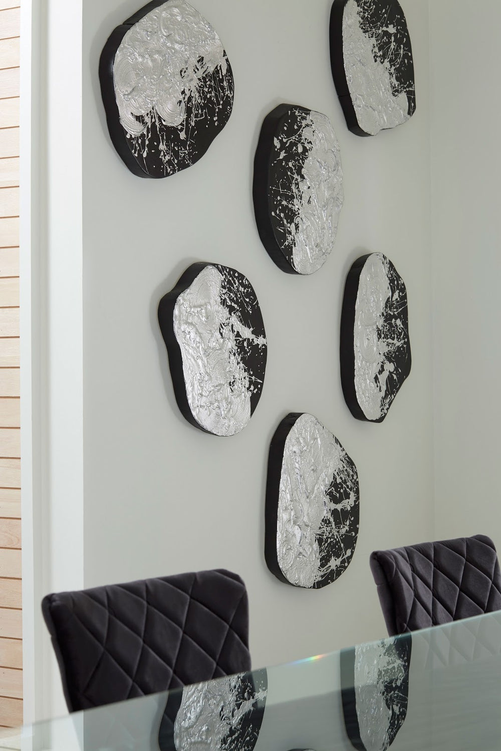 Wisp Wall Tile, Chamcha Wood, Silver Leaf on Black - Phillips Collection - AmericanHomeFurniture
