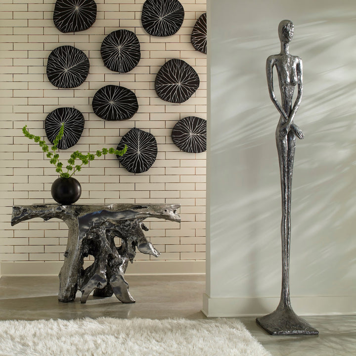 Rivulet Wall Tile, Chamcha Wood, Silver Leaf on Black - Phillips Collection - AmericanHomeFurniture