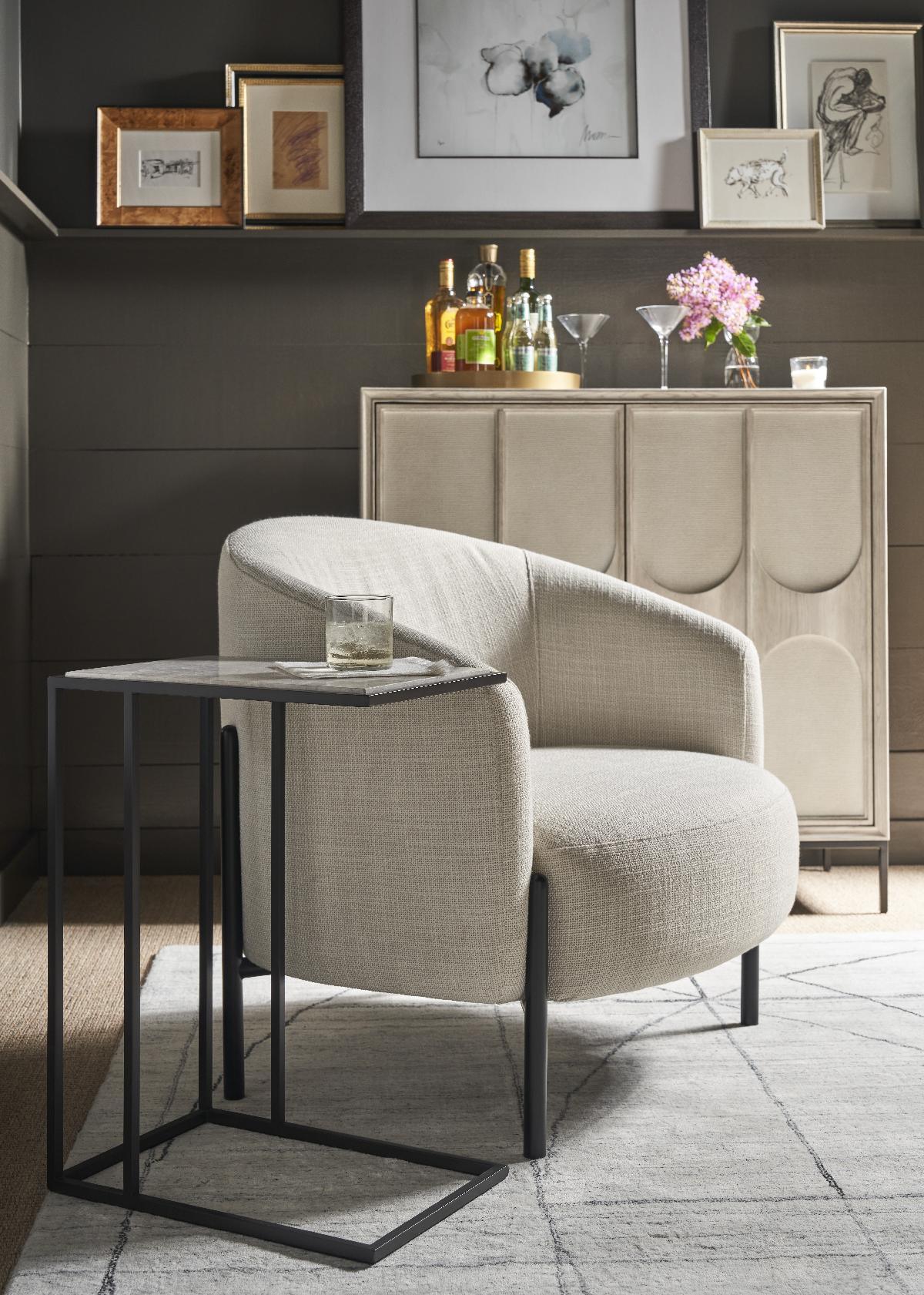 Universal Furniture Coalesce Metal and Stone Drink Table ACCENT TABLES