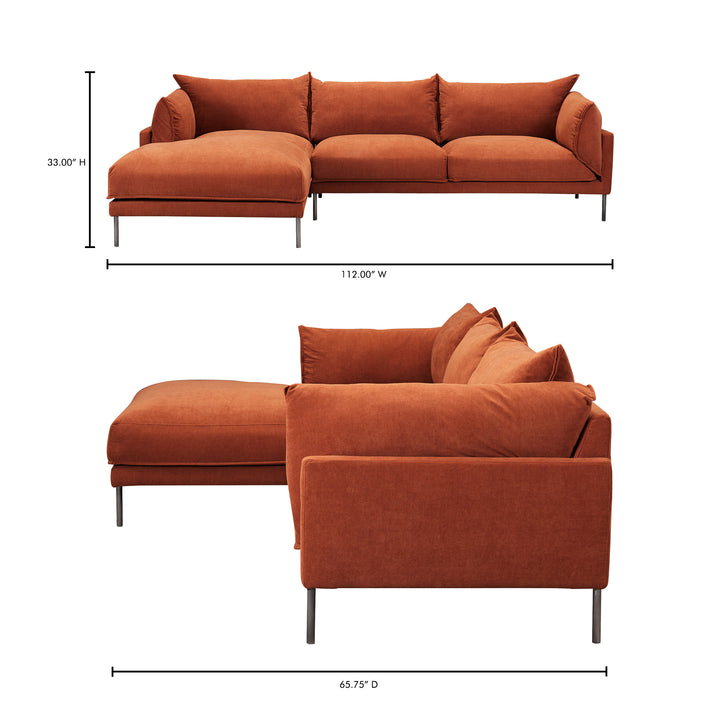 American Home Furniture | Moe's Home Collection - Jamara Sectional Burnt Auburn Left