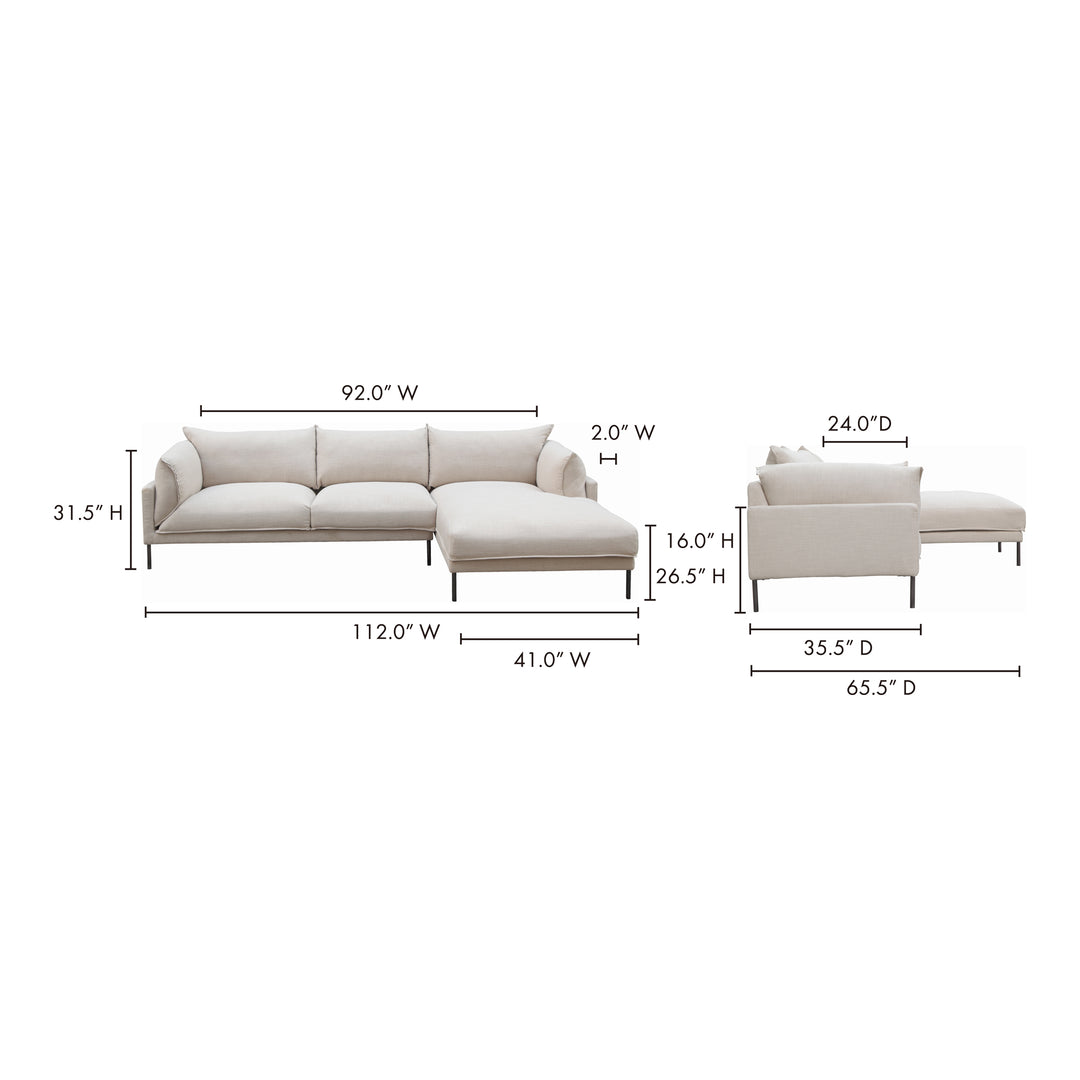 American Home Furniture | Moe's Home Collection - Jamara Sectional Right Sandy Beige