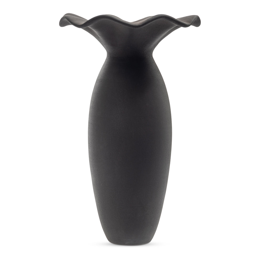 American Home Furniture | Moe's Home Collection - Ruffle 16In Decorative Vessel Black