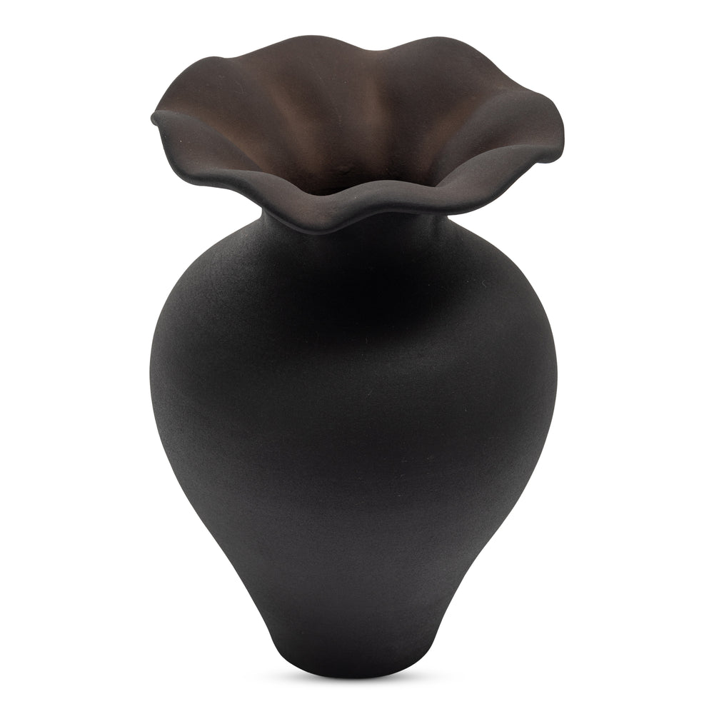 American Home Furniture | Moe's Home Collection - Ruffle 12In Decorative Vessel Black