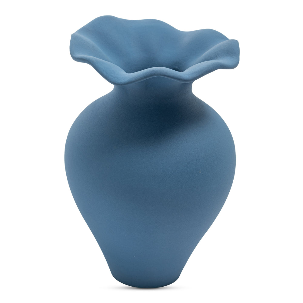 American Home Furniture | Moe's Home Collection - Ruffle 12In Decorative Vessel Blue