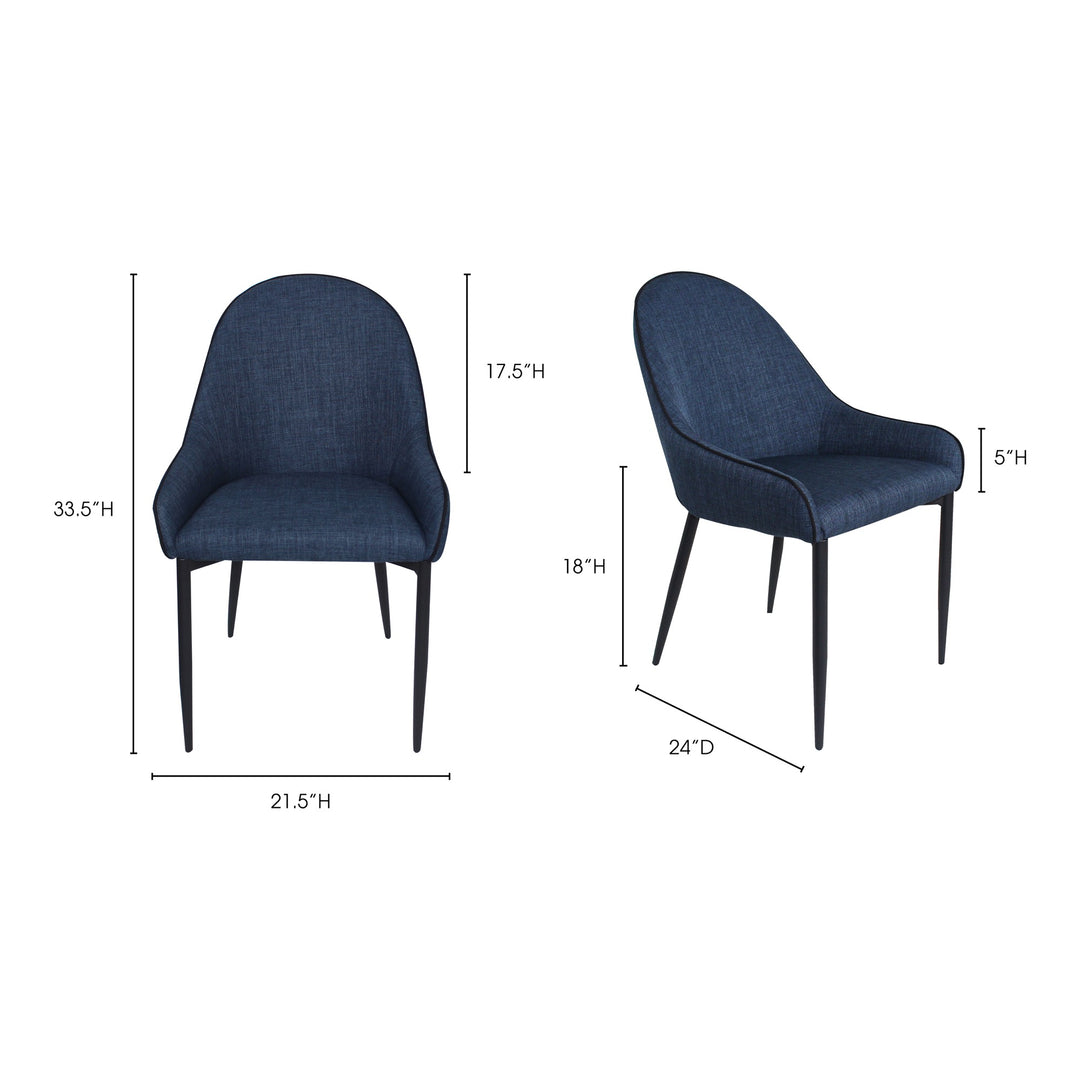 American Home Furniture | Moe's Home Collection - Lapis Dining Chair Dark Blue-Set Of Two