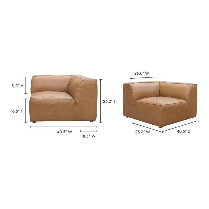 American Home Furniture | Moe's Home Collection - Form Corner Chair Sonoran Tan Leather