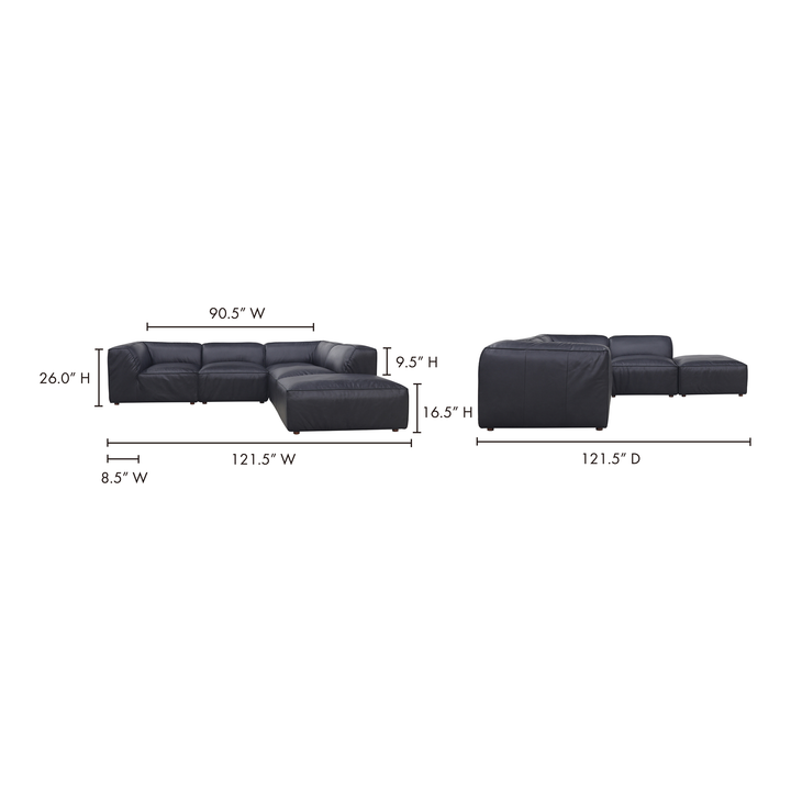 American Home Furniture | Moe's Home Collection - Form Classic L Modular Sectional Vantage Black Leather