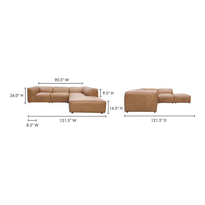 American Home Furniture | Moe's Home Collection - Form Classic L Modular Sectional Sonoran Tan Leather