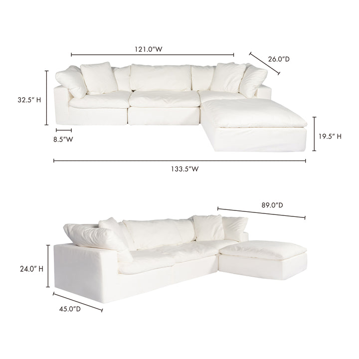 American Home Furniture | Moe's Home Collection - Clay Lounge Modular Sectional Performance Fabric White