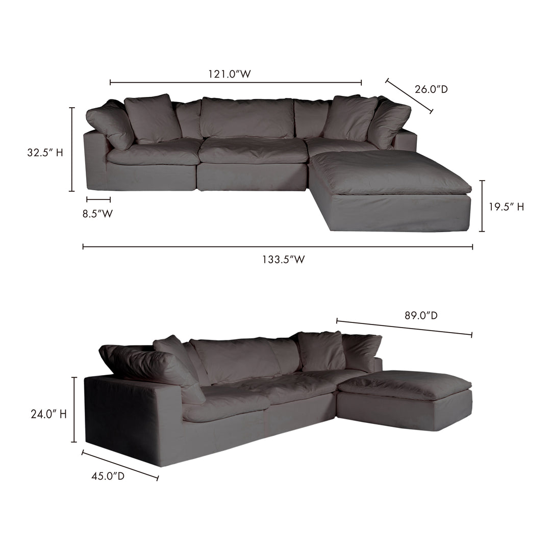 American Home Furniture | Moe's Home Collection - Clay Lounge Modular Sectional Performance Fabric Light Grey