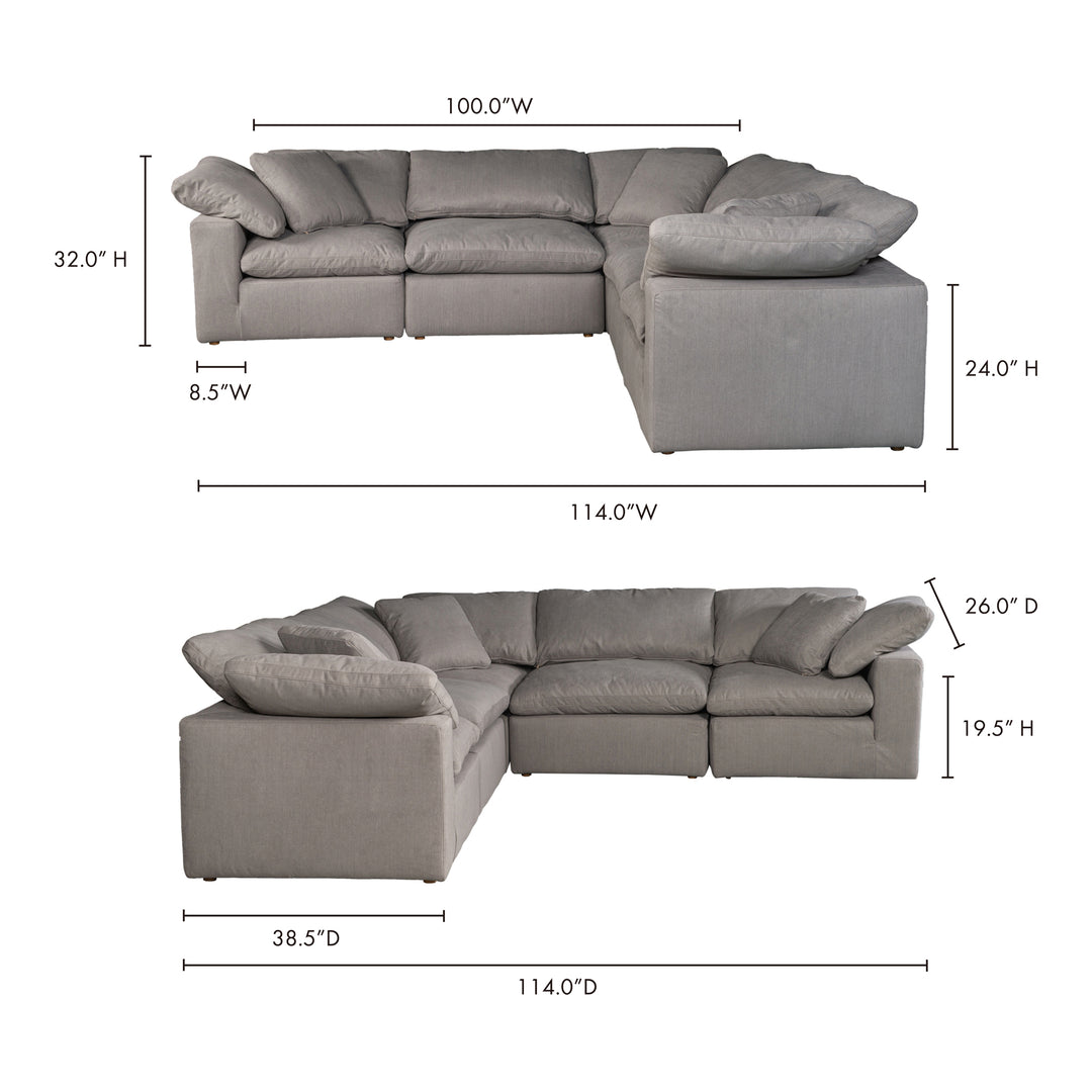 American Home Furniture | Moe's Home Collection - Terra Condo Classic L Modular Sectional Performance Fabric Light Grey