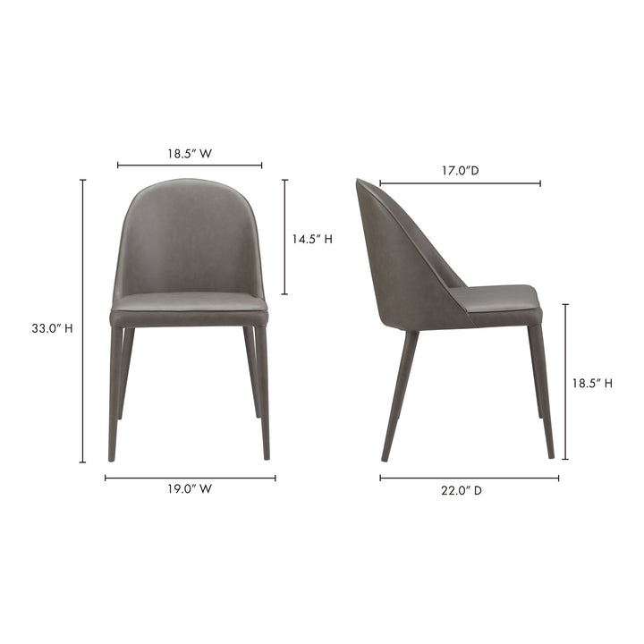 American Home Furniture | Moe's Home Collection - Burton Dining Chair Grey Vegan Leather-Set Of Two