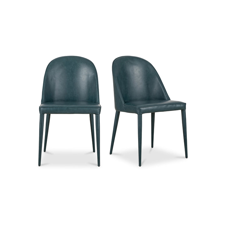 American Home Furniture | Moe's Home Collection - Burton Dining Chair Dark Teal Vegan Leather-Set Of Two