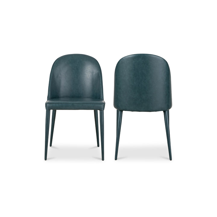 American Home Furniture | Moe's Home Collection - Burton Dining Chair Dark Teal Vegan Leather-Set Of Two