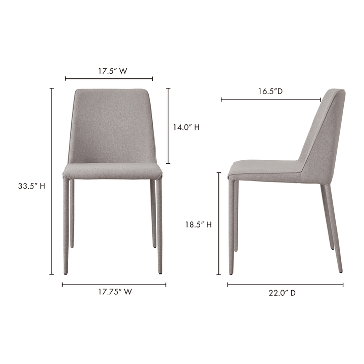 American Home Furniture | Moe's Home Collection - Nora Fabric Dining Chair Light Grey-Set Of Two